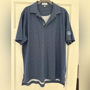 Peter Millar Summer Comfort Navy Geometric Print Polo